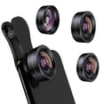 thumbnail image 1 of KEYWING Phone Camera Lens 3 in 1 Phone Lens Kit, 198 Fisheye Lens + 120 Super Wide-Angle Lens + 20x Macro Lens for iPhone Samsung Android Smartphone Black 3in1, 1 of 5