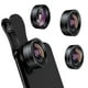 thumbnail image 1 of KEYWING Phone Camera Lens 3 in 1 Phone Lens Kit, 198 Fisheye Lens + 120 Super Wide-Angle Lens + 20x Macro Lens for iPhone Samsung Android Smartphone Black 3in1, 1 of 5
