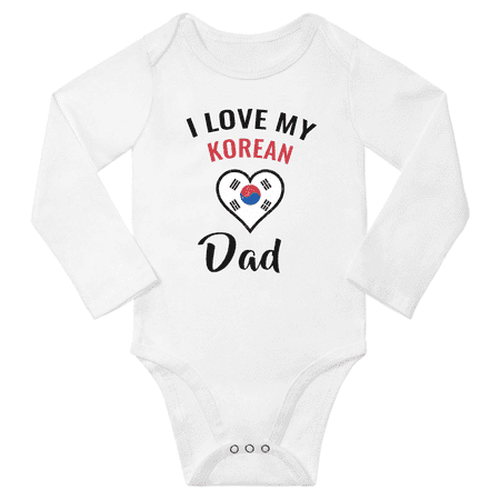 

I Love My Korean Dad Baby Long Slevve Bodysuit Outfits (White 3-6 Months)