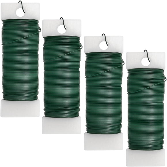 Scartink Paquete de 4 alambre floral de calibre 22 de 120 yardas, alambre flexible de paleta, alambre verde de floristería para manualidades, coronas, guirnaldas de árboles de Navidad y arreglos flora