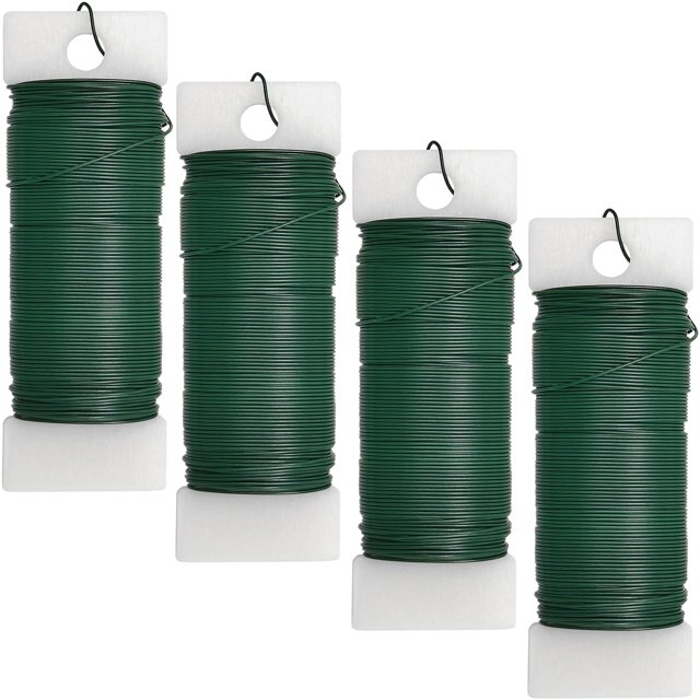 Scartink Paquete de 4 alambre floral de calibre 22 de 120 yardas, alambre flexible de paleta, alambre verde de floristería para manualidades, coronas, guirnaldas de árboles de Navidad y arreglos flora