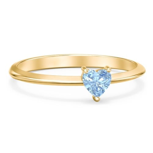 Bague Pierre de Naissance en Forme de Cœur - Topaze Bleue (Décembre)