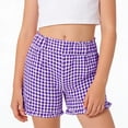 thumbnail image 6 of Kids Girls Plaid Ruffle Hem Shorts Cotton Elastic Waist Gingham Summer Beach Bottoms for Holiday Play Sunsuits, 5T-16Y, 6 of 8