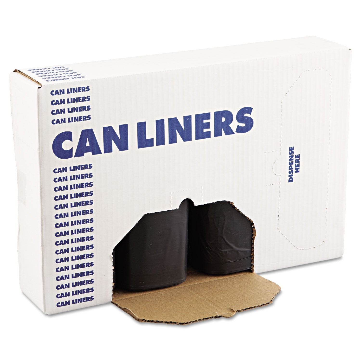 Boardwalk High-Density Trash Bags, 60 gal, 14 microns, 38" x 58", Black, 25 Bags/Roll, 8 Rolls/Carton