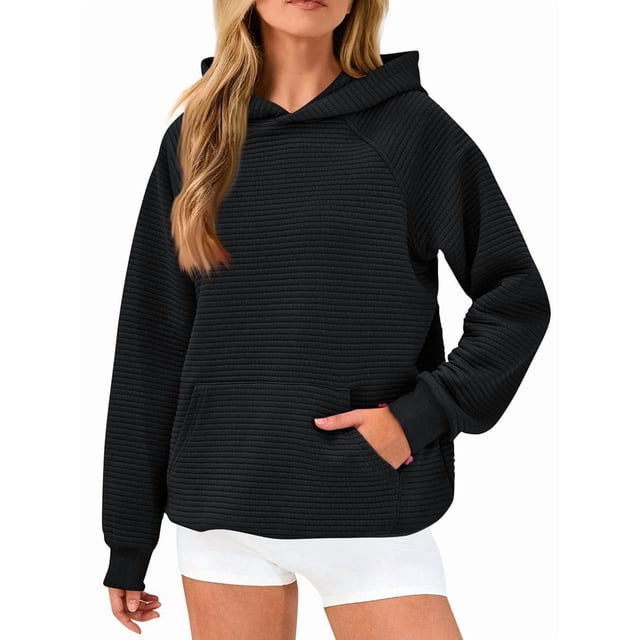 Womens Oversized Hoodies Waffle Sweatshirts Fall Fashion Pullover Sweaters Winter Clothes