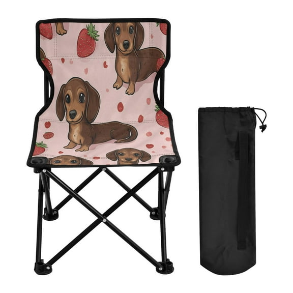BZSMCE Camping Chairs Modern Strawberry Pup Parade Pattern Folding chair