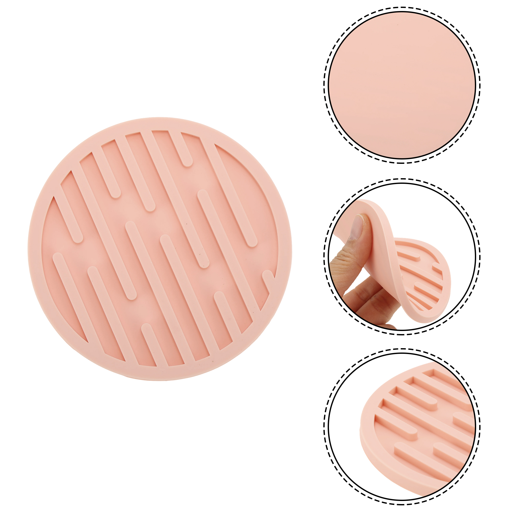 Unique Bargains Water-repellent Stripes Drink Coaster Set Pink