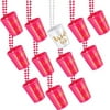 12 Pieces Team Bride and Bride To Be Plastic Beaded Bridal Shot Glass Necklace Pink and White with Gold Foil for Bachelorette Party Bridal Party Necklaces