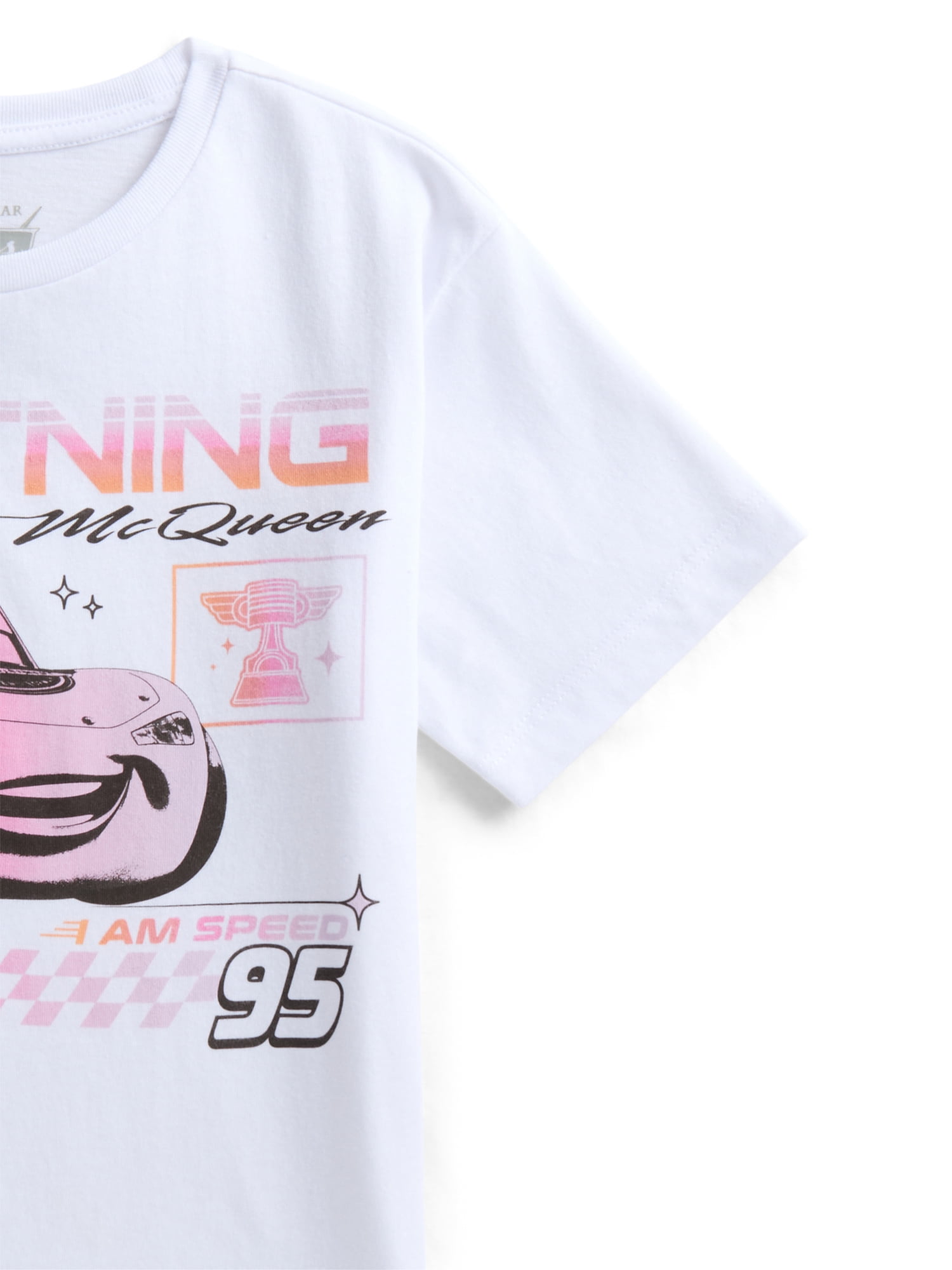 Cars Girls Lightning McQueen Graphic T-Shirt with Short Sleeves, Sizes 4-16