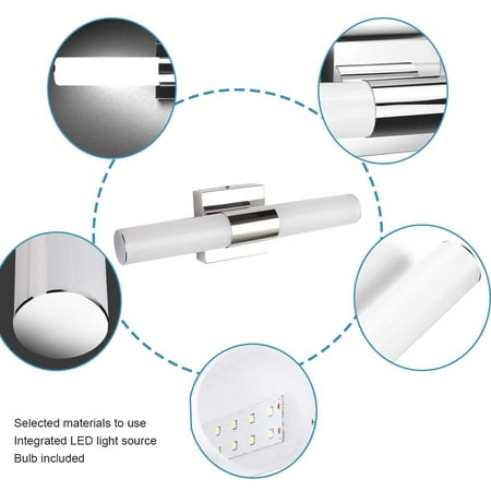 

Vanity Lights Joosenhouse Modern Stainless Steel Bathroom Light Fixtures Over Mirror as Make Up Lighting 560lm Daylight Bath Wall Sconces Lamp (8W 15.7inch)