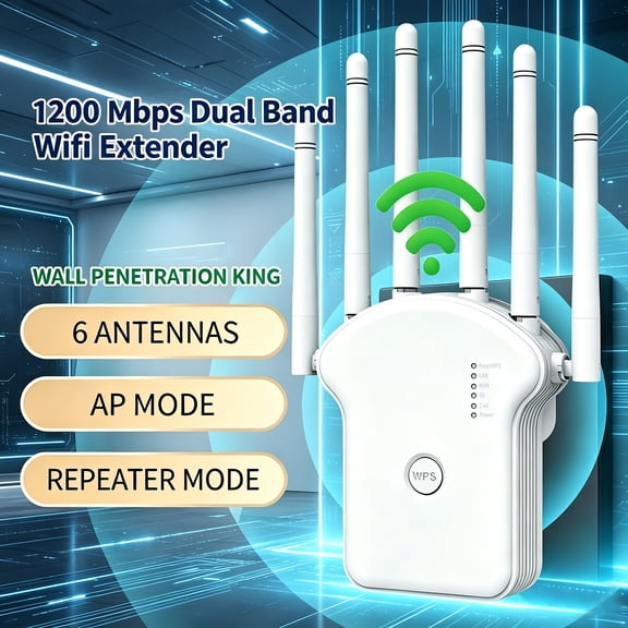 QIYFDDF WiFi Extender Signal Booster for Home,1200Mbps Dual Band (5GHz/2.4GHz) Long Range Wireless WiFi Repeater w/Ethernet Port Extender Signal Amplifier 860Sq.ft Coverage