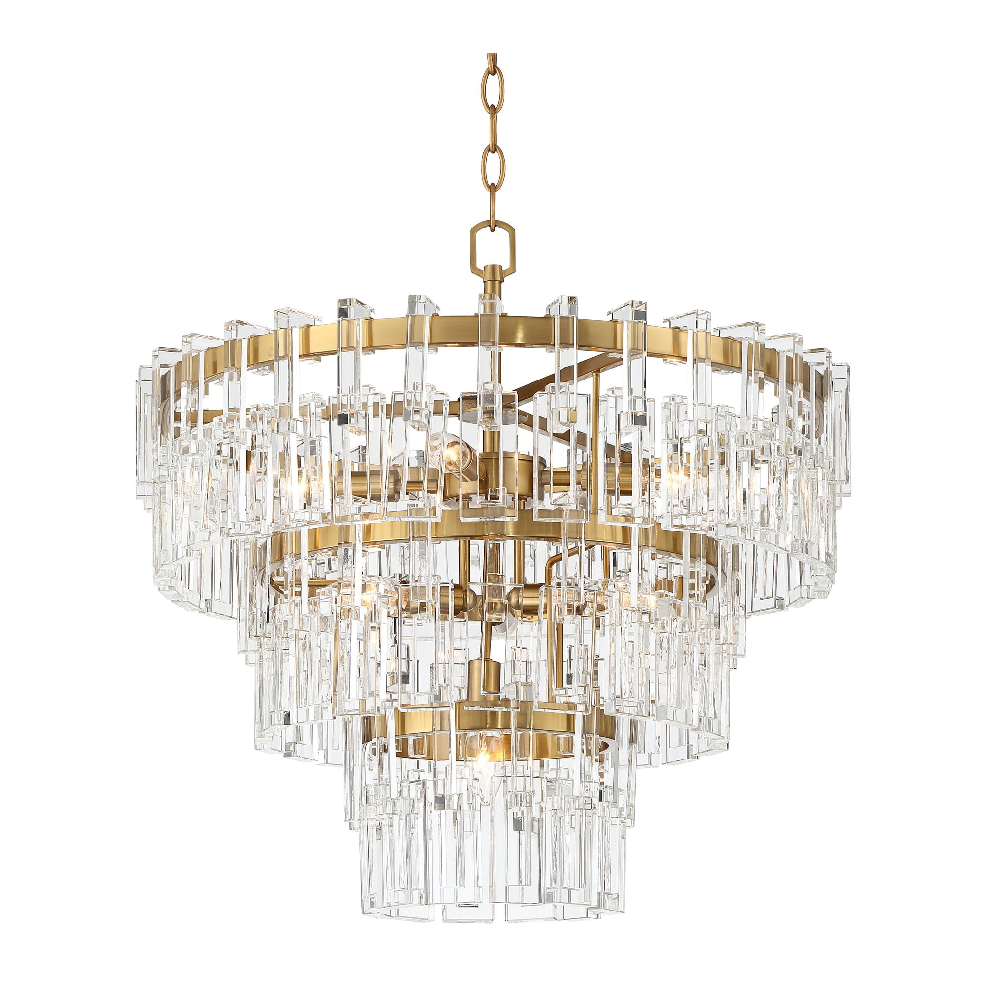 Vienna Full Spectrum Luxum Burnished Brass Chandelier 23 1/2" Wide Modern Tiered Crystal 8-Light Fixture for Dining Room House Foyer Kitchen Island