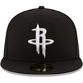 thumbnail image 2 of Men's New Era Black Houston Rockets Black & White Logo 59FIFTY Fitted Hat, 2 of 5