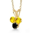 thumbnail image 2 of Gem Stone King 14K Yellow Gold Yellow Sapphire and Black Diamond 3-Stone Pendant Necklace for Women (0.37 Cttw, Gemstone September Birthstone, Round 3MM, 18 inch Chain), 2 of 4