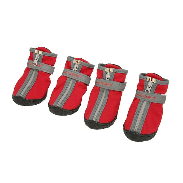 4 Pcs Bottines en Caoutchouc pour Chien Imperméables Semelle Souple Chaussures de Randonnée pour Sport Extérieur, Douces et Confortables, et Imperméables, avec Bandes Réfléchissantes Matériau: Caoutchouc