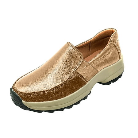 

Hinvhai Clearance Sport Shoes for Women Spring and Autumn Sponge Cake Women s Shoes with Slope Heels Rose Gold 9(42)