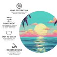 thumbnail image 3 of Zufioo Retro Palm Beach Sunset Print Leather Coaster Set, Decorative PVC Coasters 4-pack - Scald and Stain-resistant, Suitable for Home, Cafes, Restaurants-Round Shape, 3 of 6