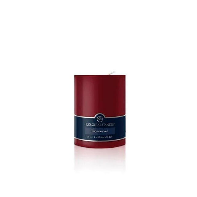 Colonial Candle CCFT34U.1620 3 x 4 Po Cranberry Trd Bougie Pilier Non Parfumée&44; Rouge - Pack de 2