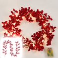 thumbnail image 1 of Guirlande de Noël 5.9/8.8 Pieds Baies Rouges avec Lumières Guirlande Artificielle pour Décoration Intérieure Escalier Maison Xmas, 1 of 8