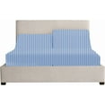thumbnail image 3 of 4 Piece Top Split King Sheets for Adjustable Bed for Sleep Number Bed 32" Flex Top Fits 21" Deep Mattress 100% Egyptian Cotton 800 Thread Count Split Top King - Light Blue Stripe, 3 of 7