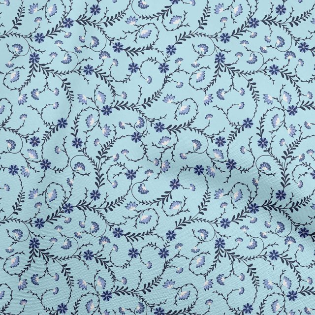 oneOone Silk Tabby Baby Blue Fabric Florals Craft Projects Decor Fabric Printed By The Yard 42 Inch Wide