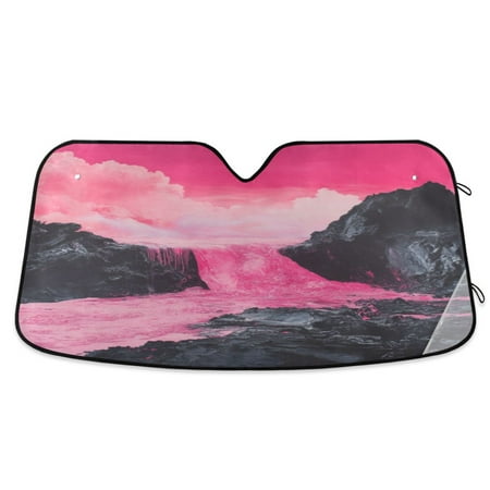 Car Sun Visor 53*23.5Inch Windshield Sun Shield Car Sun Curtain Car Sun Shield Car Sun Insulation Suitable For Most Vehicles Pink Lava Pattern