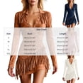 thumbnail image 3 of HAPIMO V Neck Turn Down Collar Fringe Wrap Mini Dress Women Western Dress for Party White M, 3 of 5