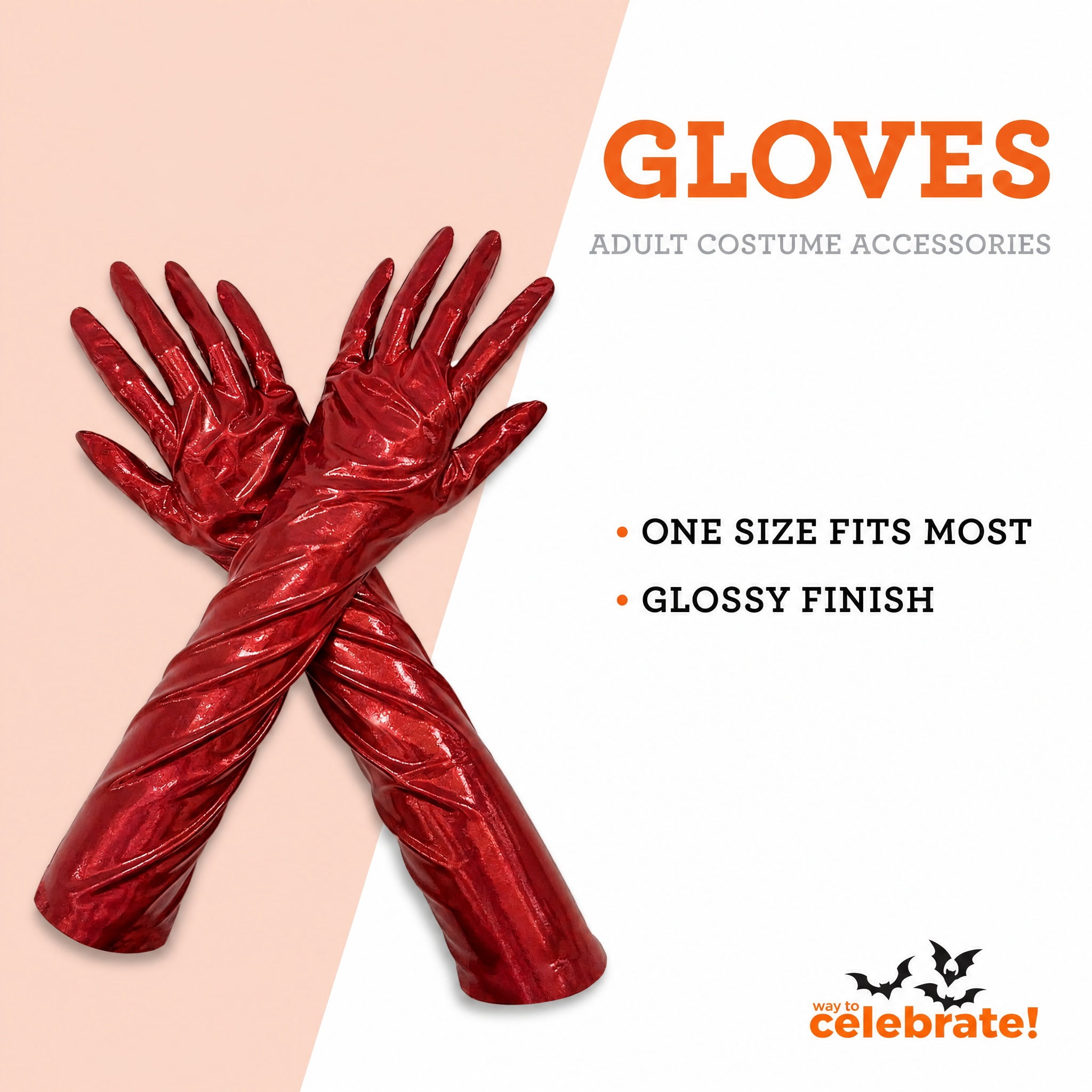Gloves Costume Accessory for Adults, Red, Halloween by Way To Celebrate