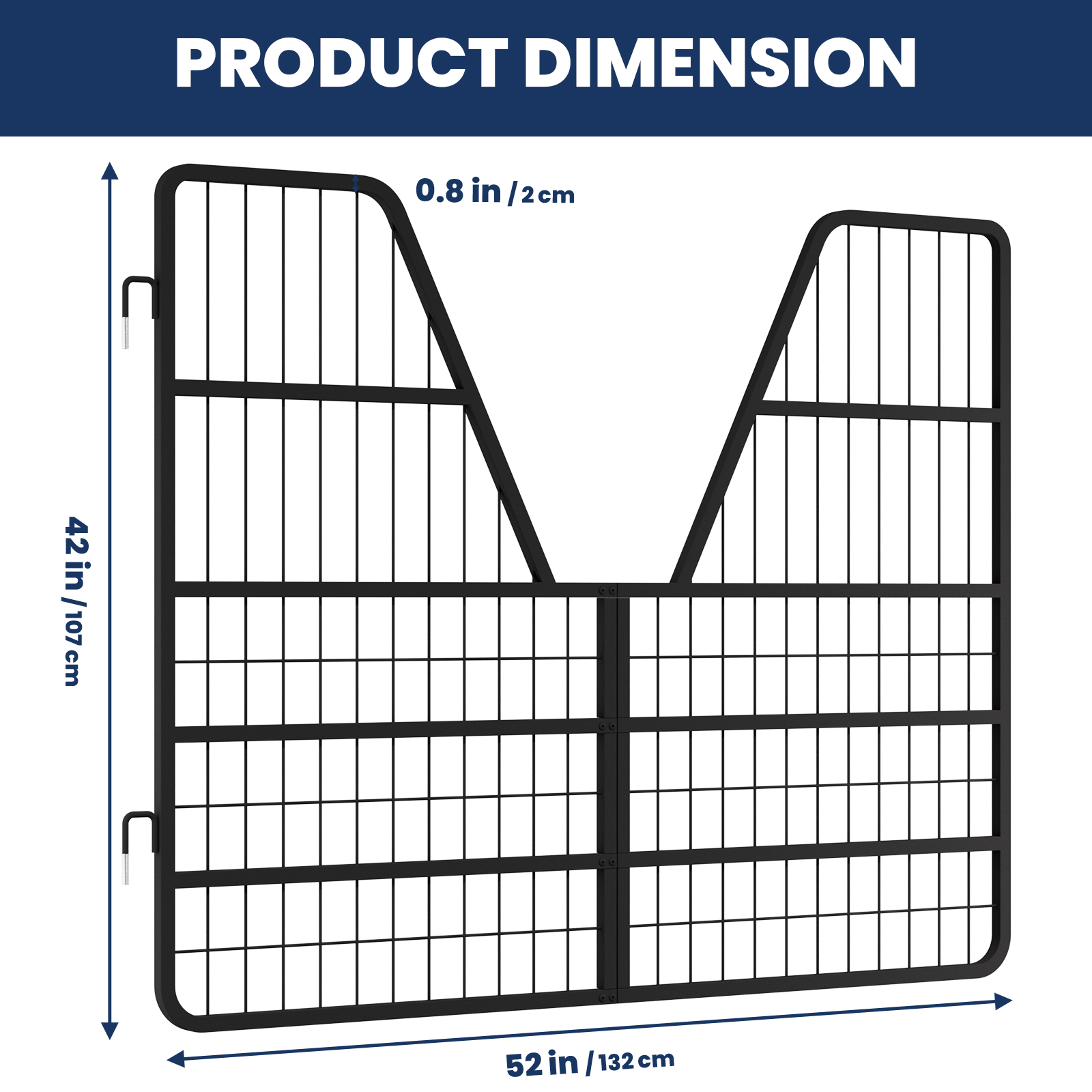 Horse Stall Guard featuring Yoke Design, Horse Stall Door furnished with 52" L x 42" H, Horse Stall Gate built with Heavy-Duty Thick Steel Frame, Fits Standard Barn Doorways​