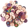 thumbnail image 4 of MasteelfCA Round Shaped Painted Buttons Flower Buttons Vintage Wooden Buttons Accessories, 4 of 7