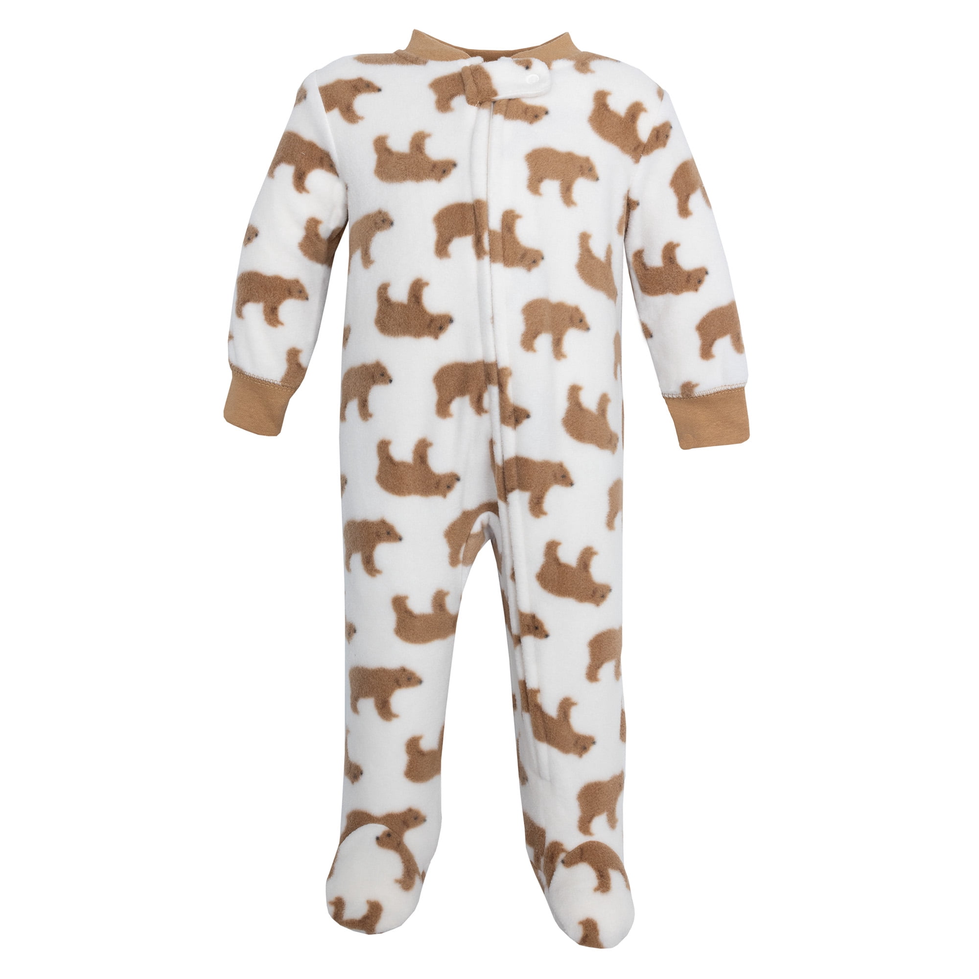Hudson Baby Infant Boys Fleece Sleep and Play, Brown Bear Camo, 3-6 Months