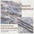 thumbnail image 3 of OVZME Dark Blue Floral Printed Curtains 84 Inches Long 2 Panels Set, Farmhouse Faux Linen Light Filtering Rod Pocket Window Drapes for Living Room Bedroom, Each 40"W x 84"L, 3 of 9
