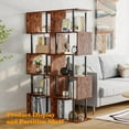 thumbnail image 5 of 6-Tier Bookshelf, Tall S-Shaped Geometric Bookcase, Industrial Freestanding Display Shelf Unit, Wood and Metal Decorative Room Divider for Living Room Bedroom, Home Office, Rustic Brown, 5 of 17