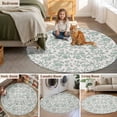 thumbnail image 6 of Turquoise Farmhouse Round Area Rug 5ft Washable Large Round Rug for Living Room, Soft Circle Rugs for Dining Room, Vintage Flower Leaf Botanical Plant Floor Carpet for Bedroom Entryway Office, 6 of 9