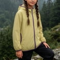 thumbnail image 5 of XYAIYT Girls Windproof Jacket with Pockets Hooded Solid Color Stand Collar Waterproof Outerwear Coat Outdoors, 5 of 6