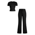 thumbnail image 6 of MSJUHEG Linen Sets for Women 2 Piece Crop Tops Wide Leg Pant Sets Travel Outfits for Women Beach Vacation Clothes for Women 2 Piece Pants Set for Women Summer Summer Work Outfits for Women Black L, 6 of 9