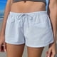 thumbnail image 1 of MKLEKYY Pantalones Cortos para Mujer, Moda Femenina, A Rayas, Cintura Alta, con Cordones, Informales, Sueltos y Rectos, Pantalones Cortos para Niñas, 1 of 4