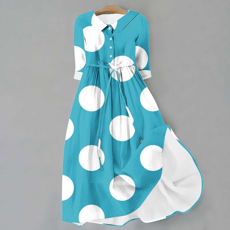 Maxi Chiffon Polka Dot Long Sleeve Maxi Dress Feancey Summer Plus Size  Dresses For Women 3/