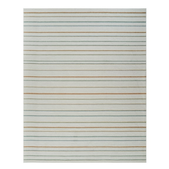 HomeRoots 558726 5 x 7 ft. Striped Distressed Indoor & Outdoor Rectangle Area Rug, Cream & Beige