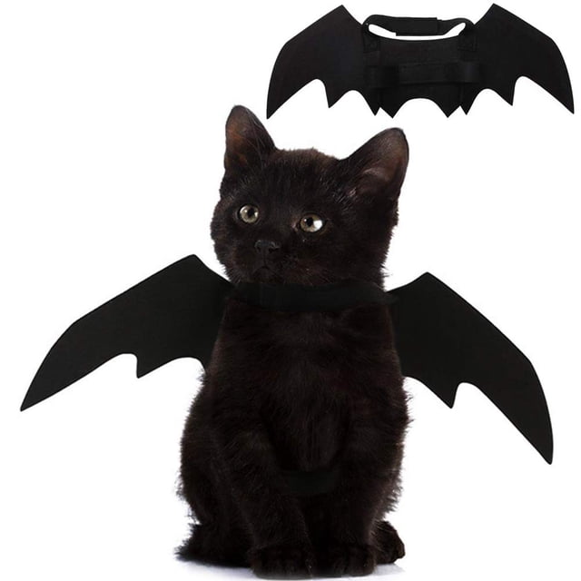 Alas de murciélago para gato y mascota para decoración de fiesta de Halloween, collar para cachorro, disfraz de murciélago, lindo vestido para cachorro y gato M