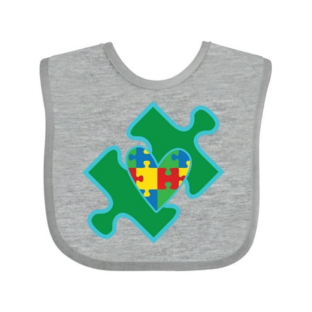 

Inktastic Autism ASD Puzzle Piece Heart Autistic Spectrum Gift Baby Boy or Baby Girl Bib