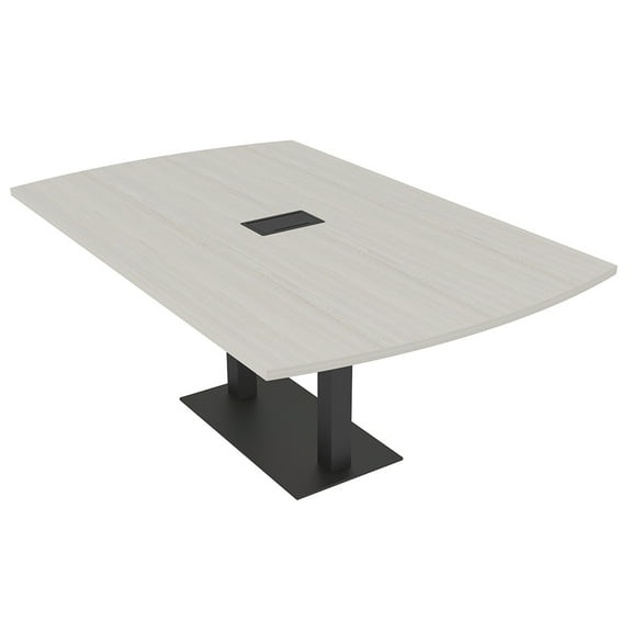 7Ft Arc Rectangle Conference Table Square Metal Base Power And Data