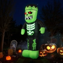 Costway 8.4 Ft Tall Halloween Inflatable Decoration LED-lit Inflatable Green Zombie