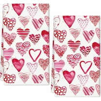 Valentine Kitchen Towel Watercolor Heart Dish Towel 18 x 26 Inch Red Pink Hand Drying Tea Towel for Cooking Baking Party Supplies, 2Pcs