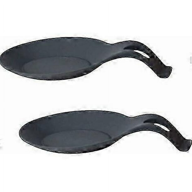 2 Pieces Silicone Spoon Rests, Multi-Function Silicone Spoon Rests, Heat Resistant Silicone Kitchen Utensil Rests (Black)