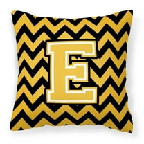 Carolines Treasures CJ1053-EPW1414 Letter E Chevron Black & Gold Fabric Decorative Pillow