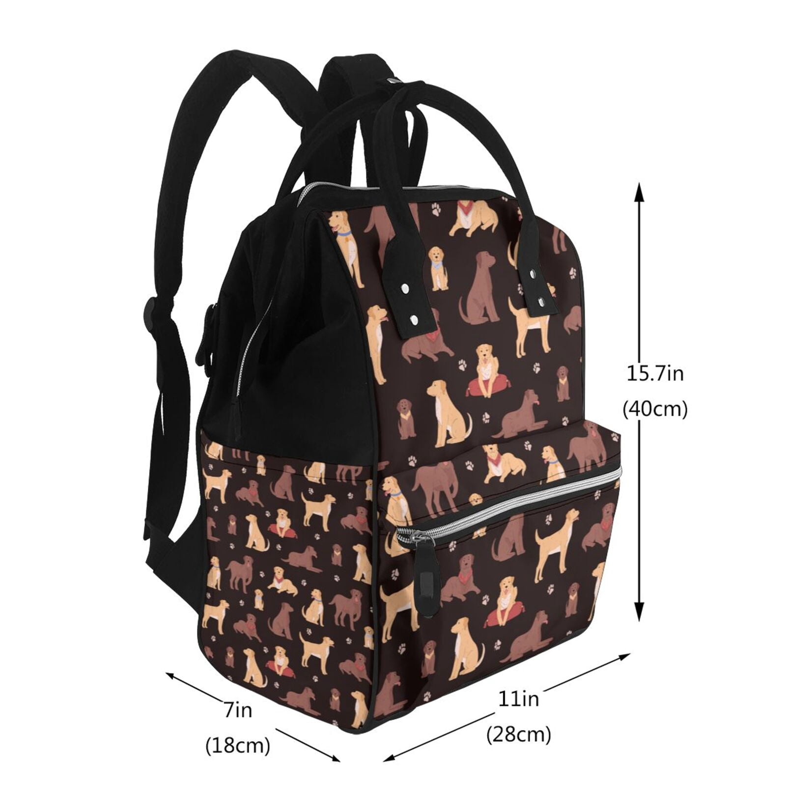 Ratiio Labrador Retriever Dog Mummy Backpack - Waterproof Twill Canvas, Large Capacity Diaper Bag with Multiple Pockets and Adjustable Straps