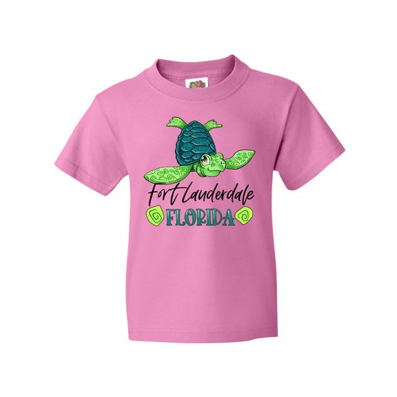 Inktastic Fort Lauderdale, Florida Happy Sea Turtle Youth T-Shirt
