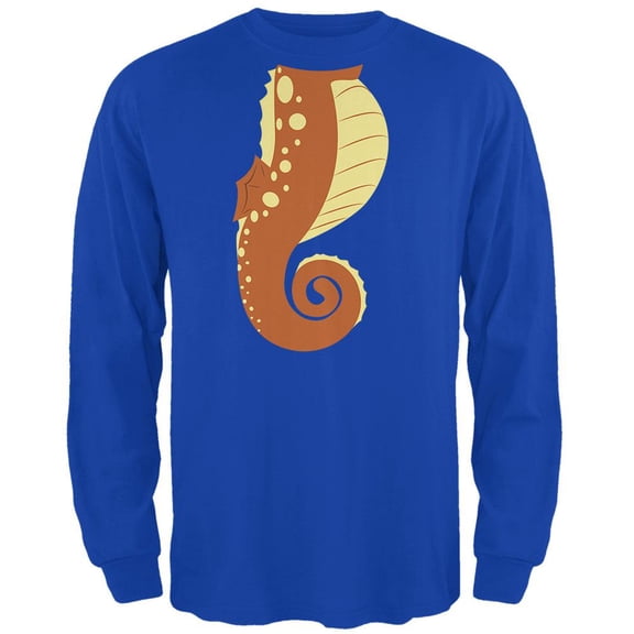 Halloween Seahorse Costume Orange Mens Long Sleeve T Shirt Royal LG