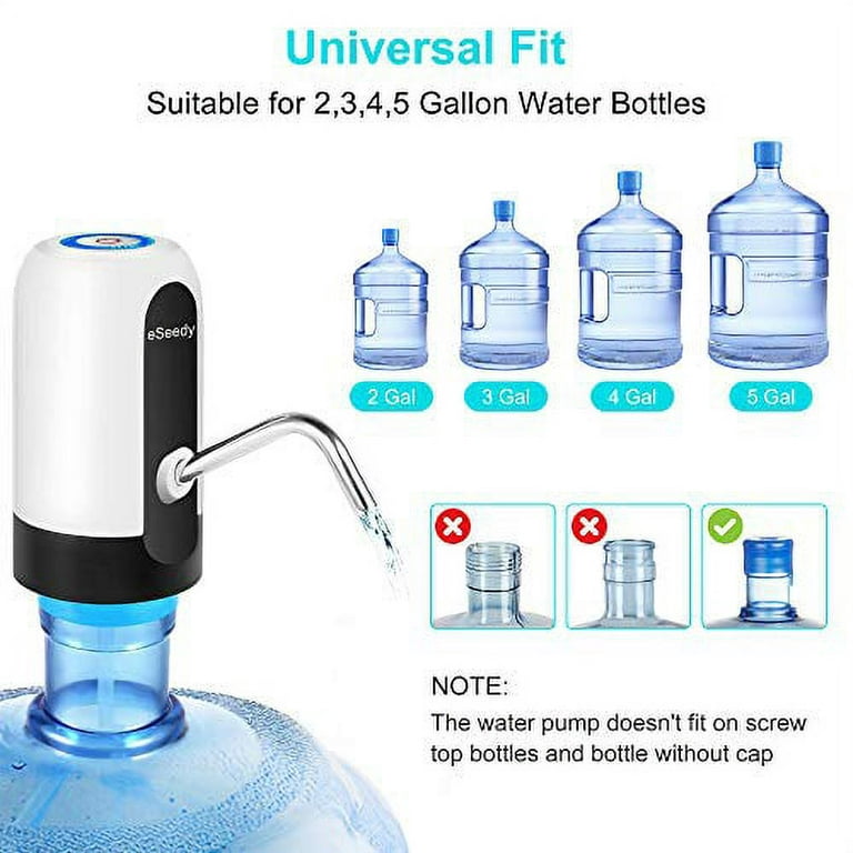 Drinking Water Dispenser Pump, Automatic Electric Drinking Water Bottle  Pump for 1-5 Gallon Water Jugs, USB Rechargeable with 2 Switch Control,  Stable